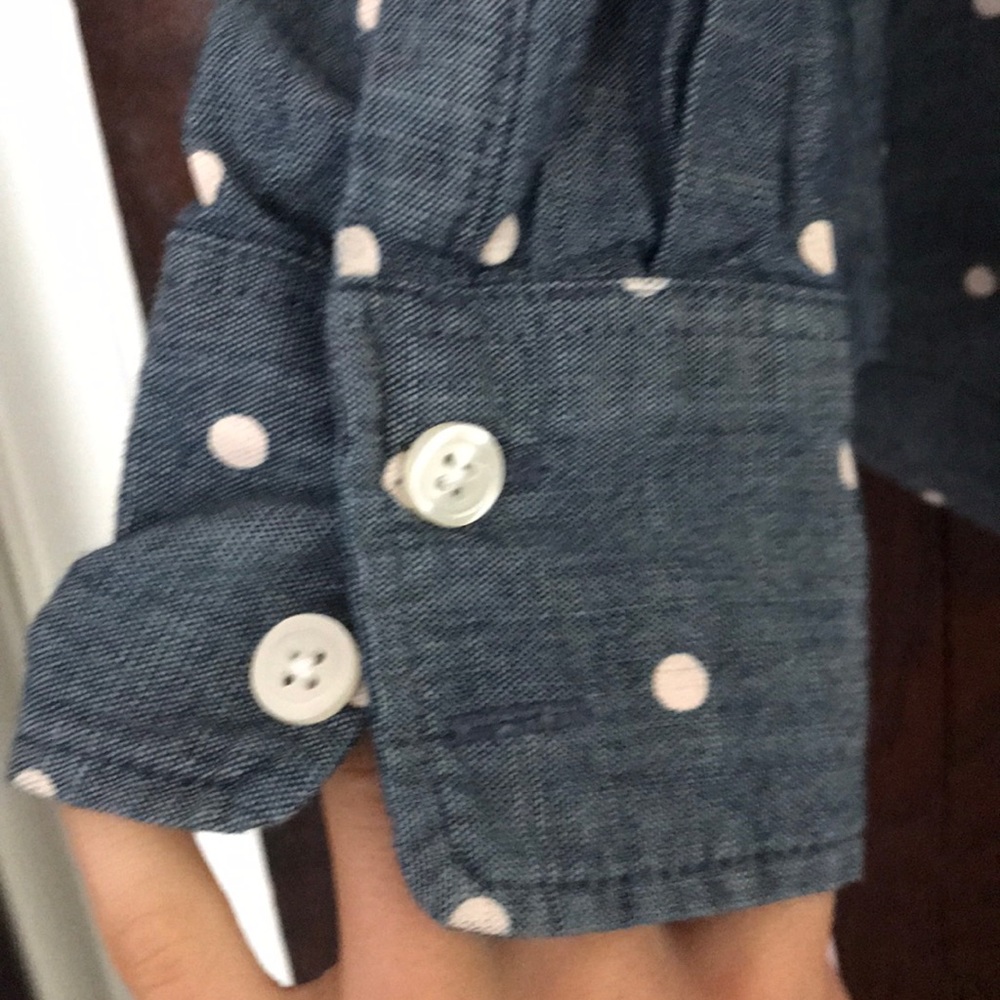 Chambray Button Up With White Polka Dots - image 3